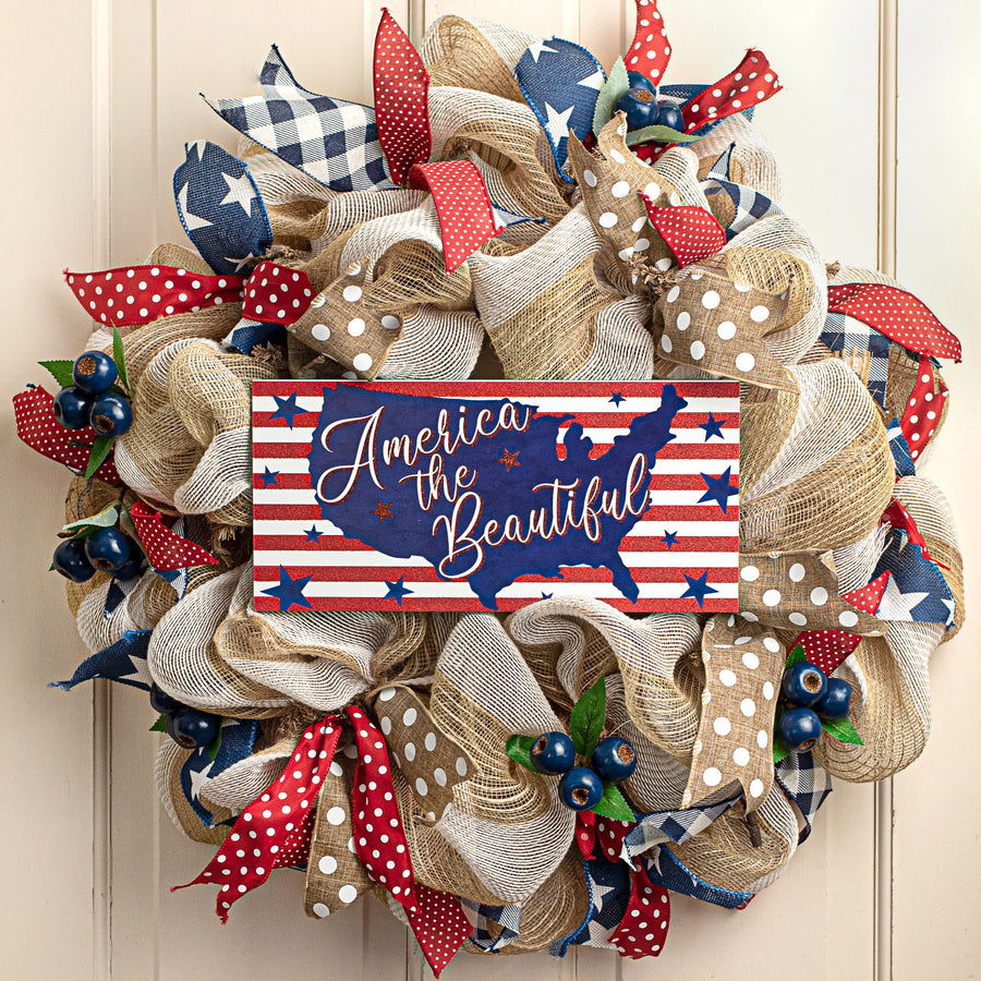 12" Wooden Sign: America the Beautiful