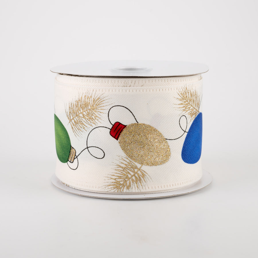 2.5" Ivory Linen Christmas Lights Ribbon (10 Yards)