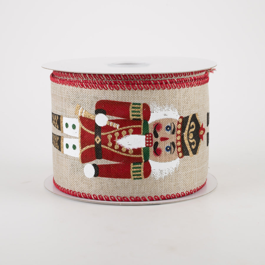 2.5" Linen Nutcracker Ribbon: Natural (10 Yards)
