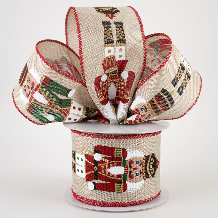 2.5" Linen Nutcracker Ribbon: Natural (10 Yards)