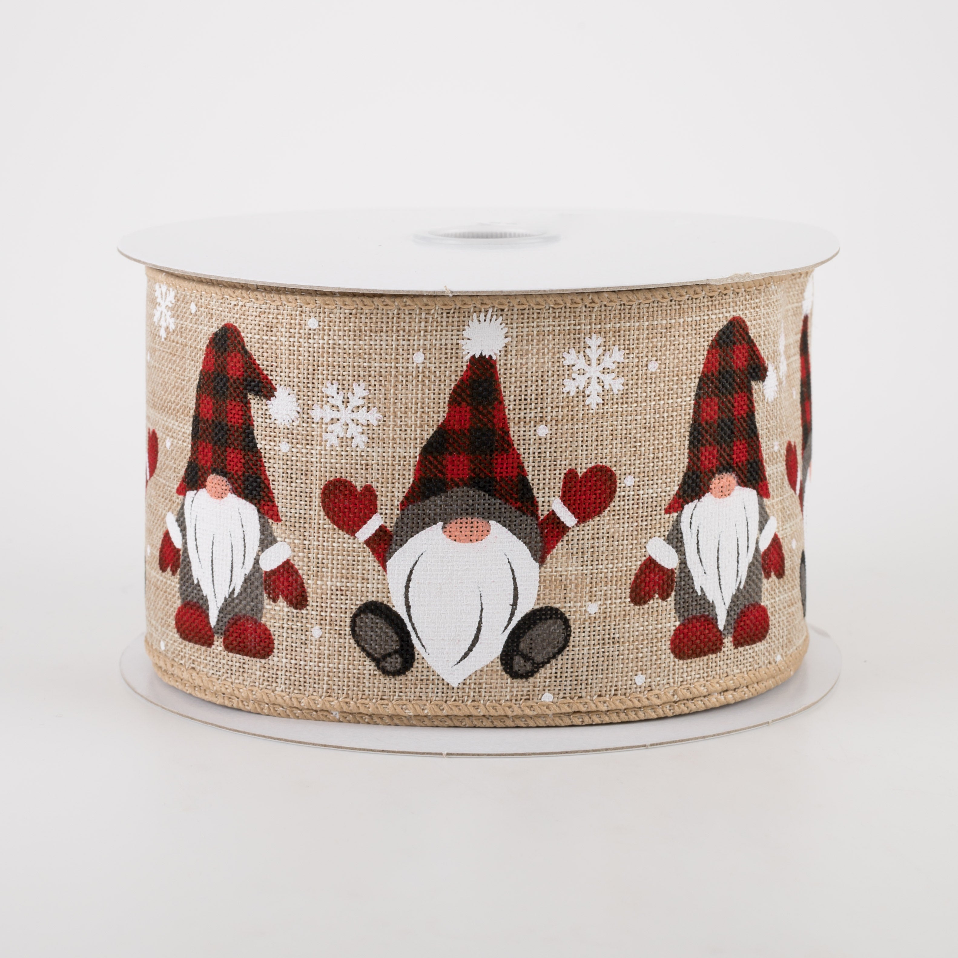 2.5" Buffalo Plaid Gnome Hat Ribbon: Natural (10 Yards)