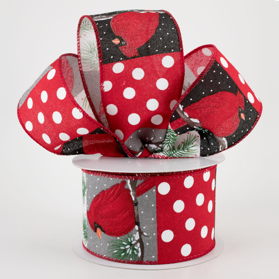 2.5" Cardinal Block Pattern Ribbon (10 Yards)