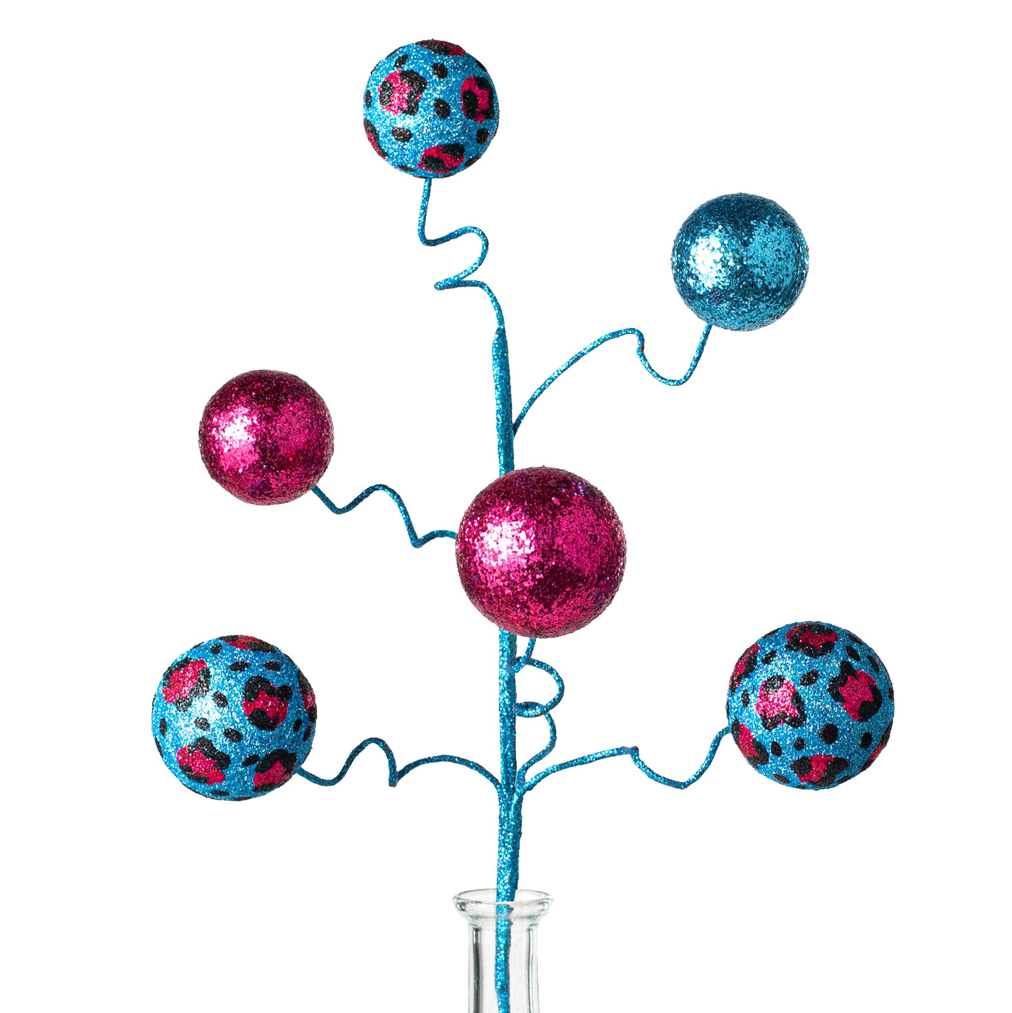 20" Leopard Print Glitter Ball Pick: Fuchsia, Turquoise, Black