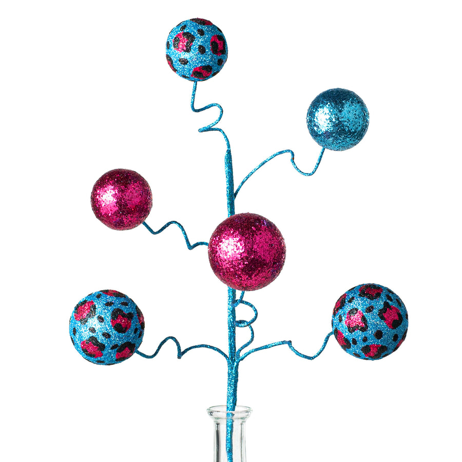 20" Leopard Print Glitter Ball Pick: Fuchsia, Turquoise, Black