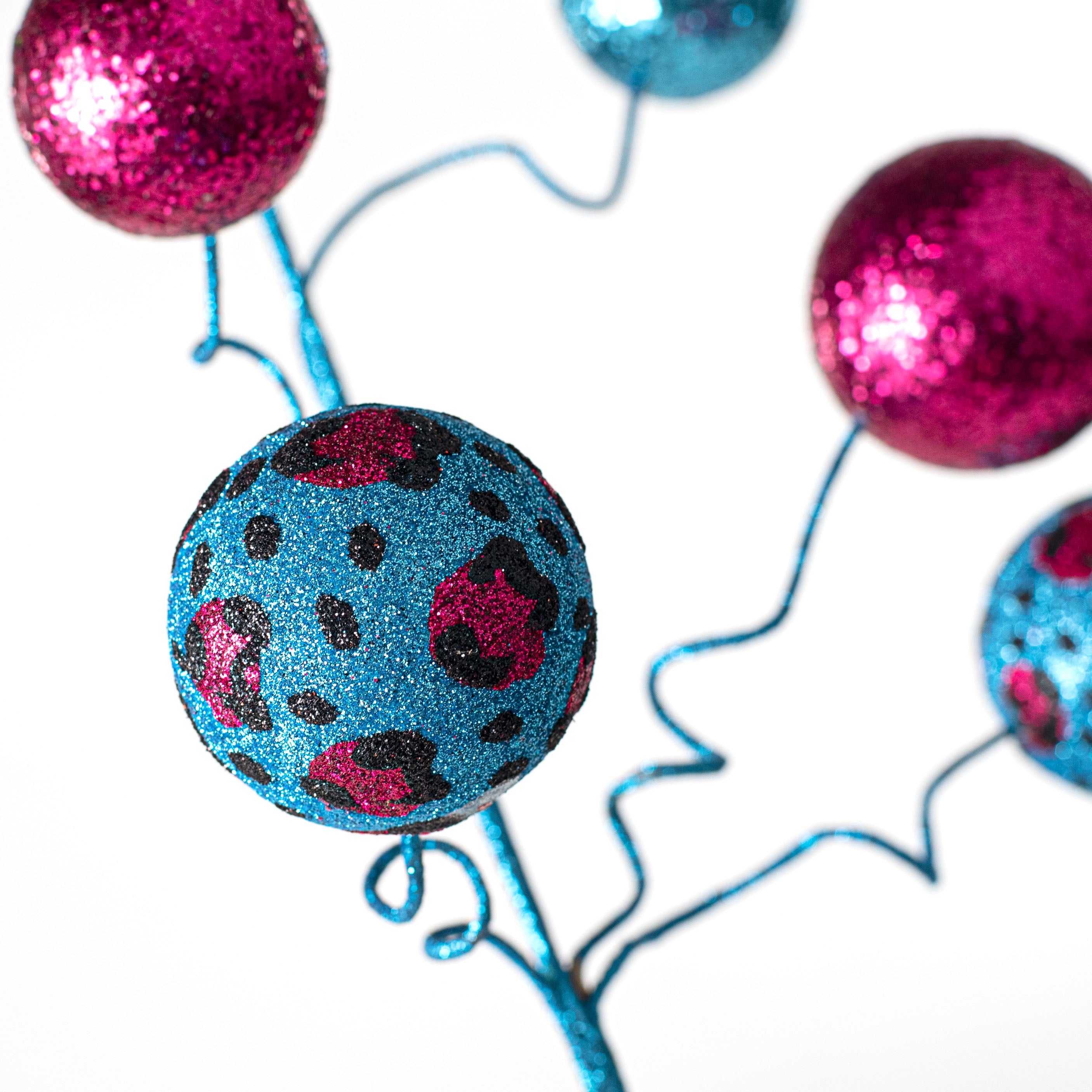 20" Leopard Print Glitter Ball Pick: Fuchsia, Turquoise, Black