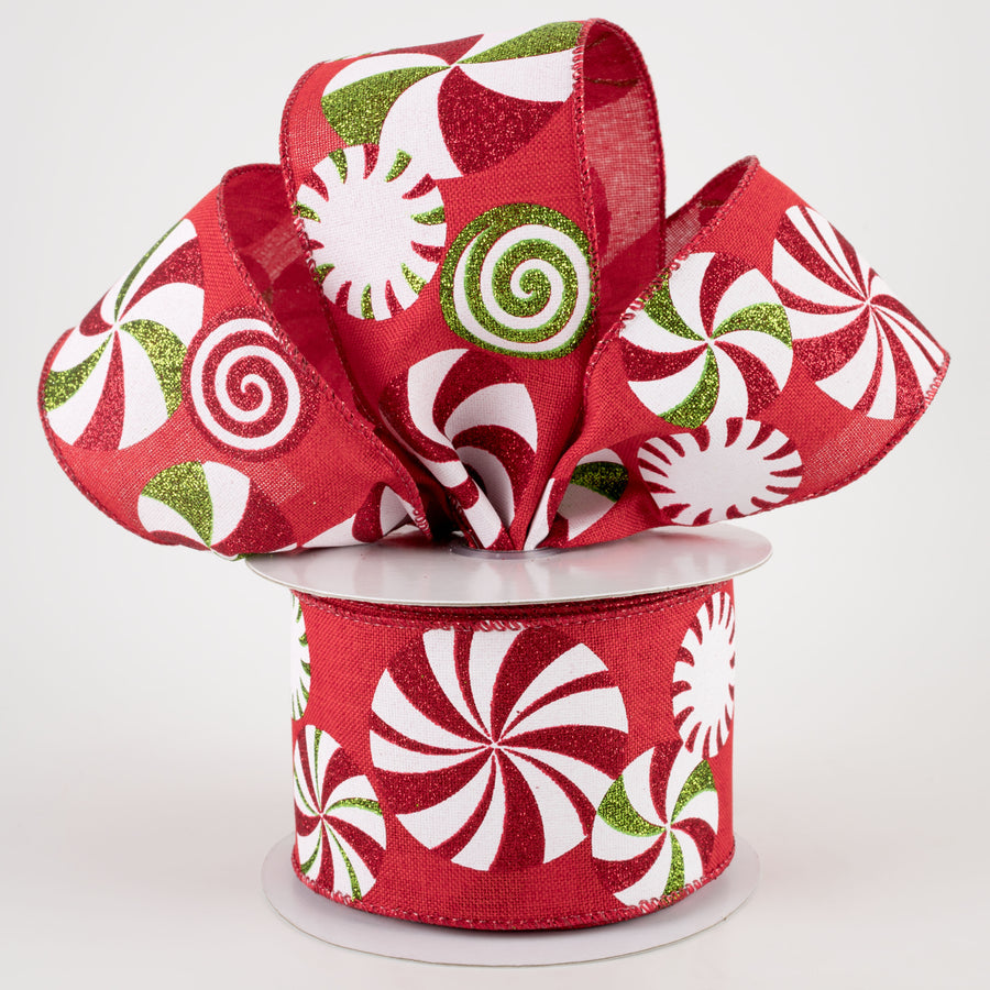 2.5" Bold Peppermints Ribbon: Red (10 Yards)