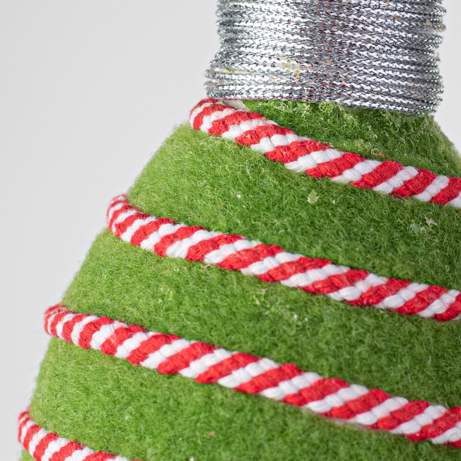 8" Stripe On Felt Lightbulb Ornament: Red, White, Green
