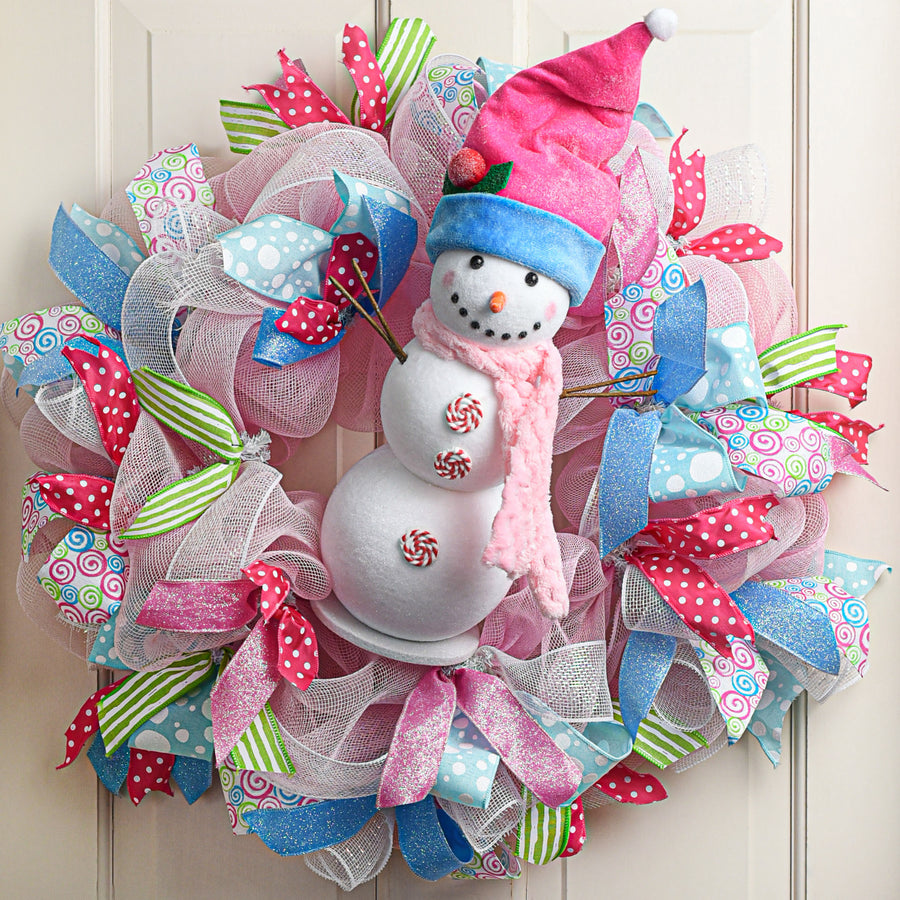 20" Snowman Decoration: Pink & Blue