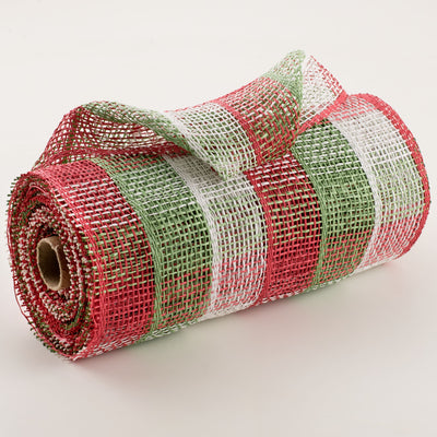10" Poly Burlap Check Plaid Mesh: Red, Lime, White