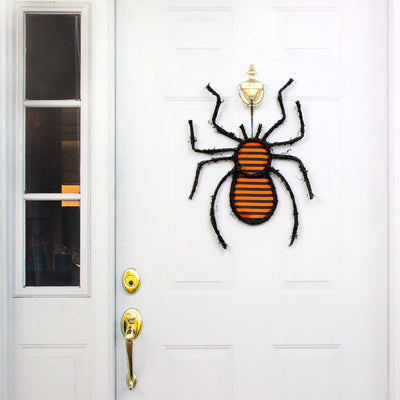 23" Grapevine Hanger: Black & Orange Stripe Spider