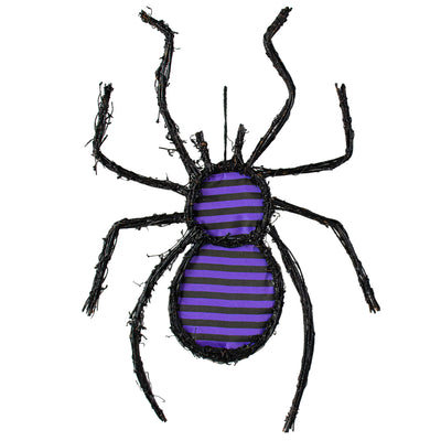 23" Grapevine Hanger: Black & Purple Stripe Spider