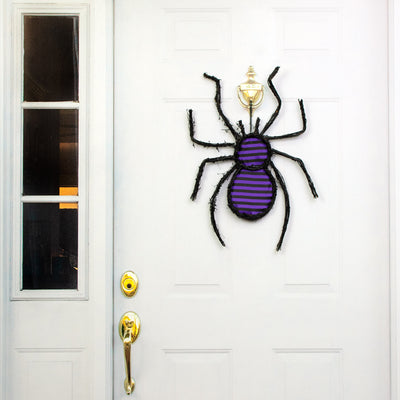 23" Grapevine Hanger: Black & Purple Stripe Spider