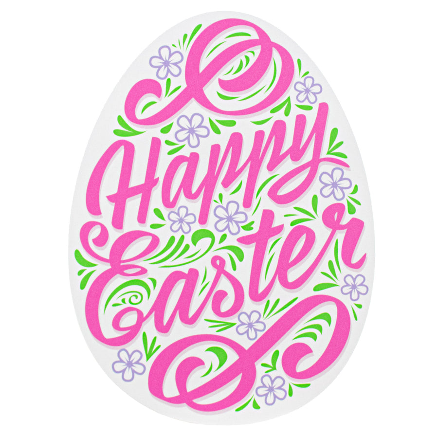 11" Waterproof Sign: White Floral Easter Egg