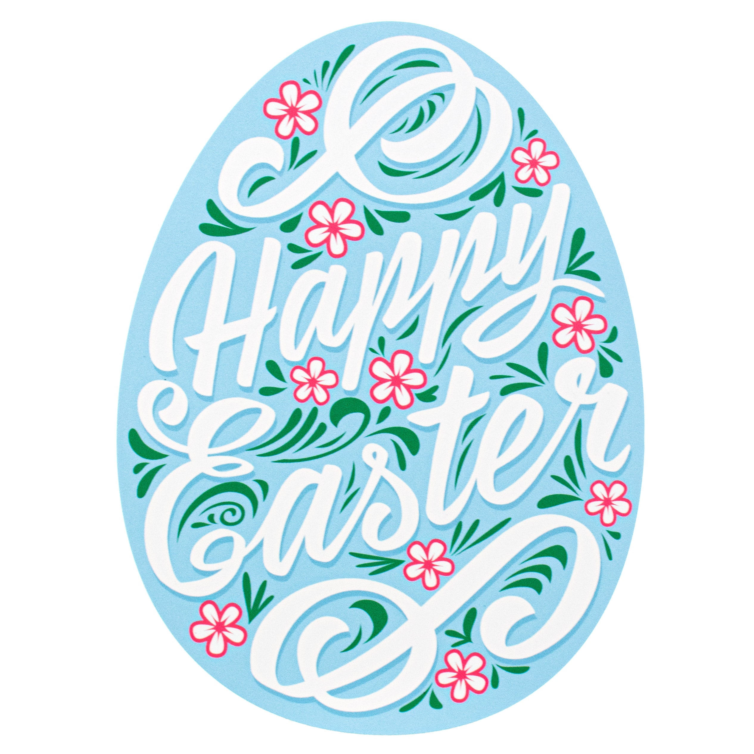 11" Waterproof Sign: Blue Floral Easter Egg