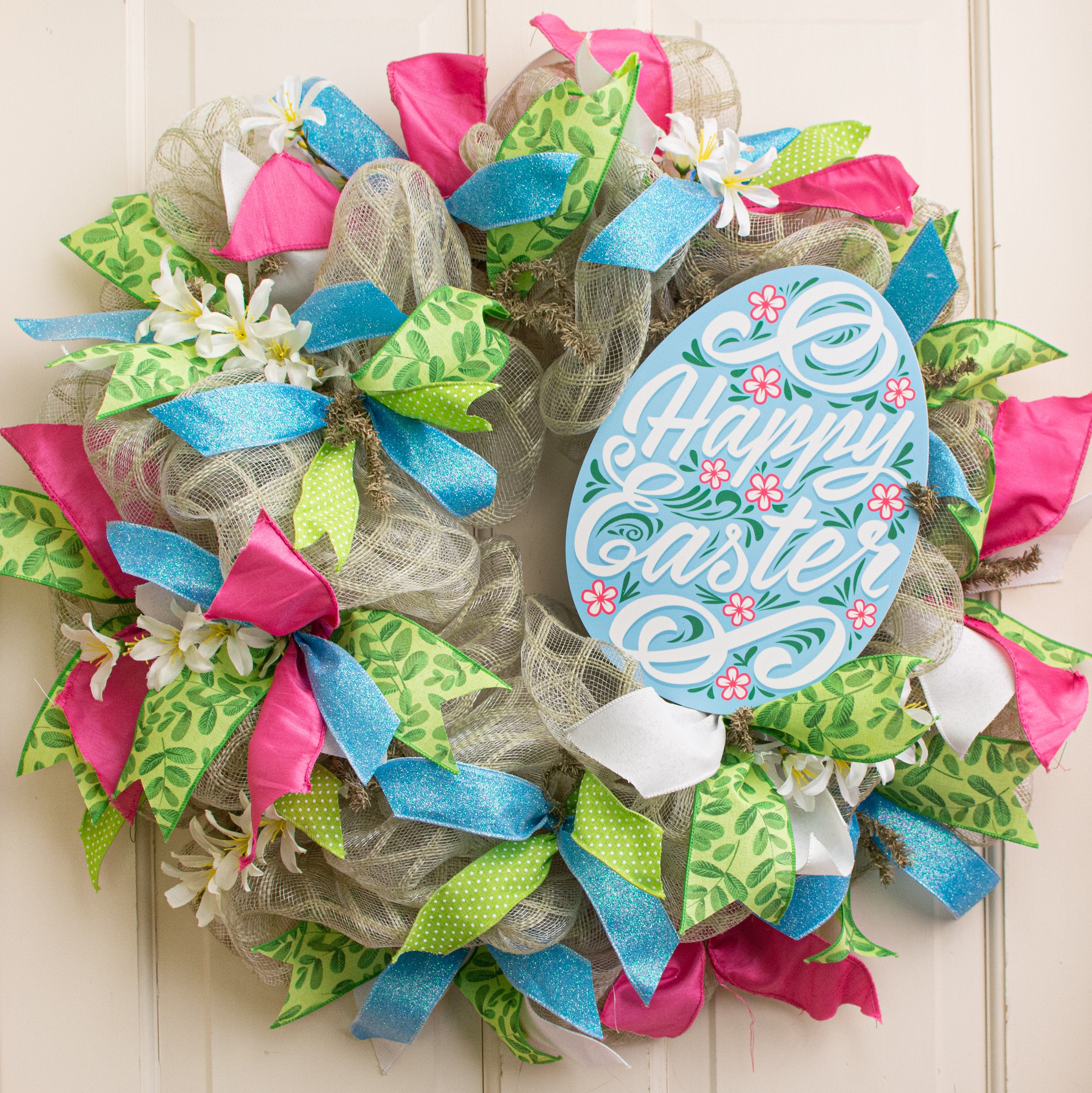11" Waterproof Sign: Blue Floral Easter Egg