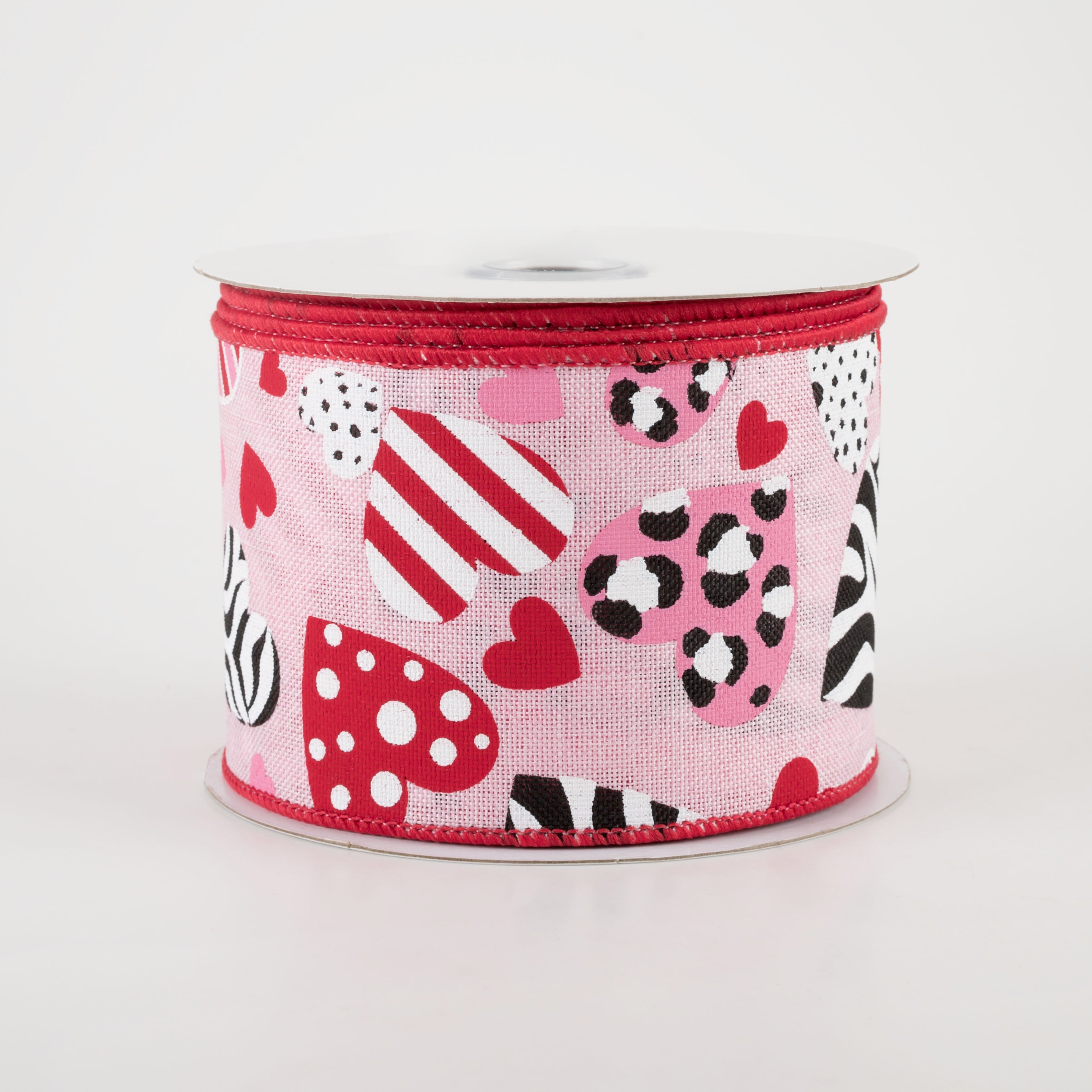 2.5" Zebra & Leopard Print Hearts Ribbon (10 Yards)