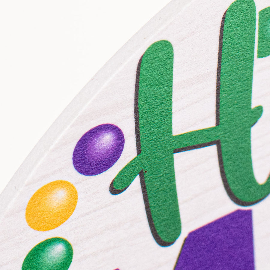 8.5" Round Waterproof Sign: Happy Mardi Gras Y'all