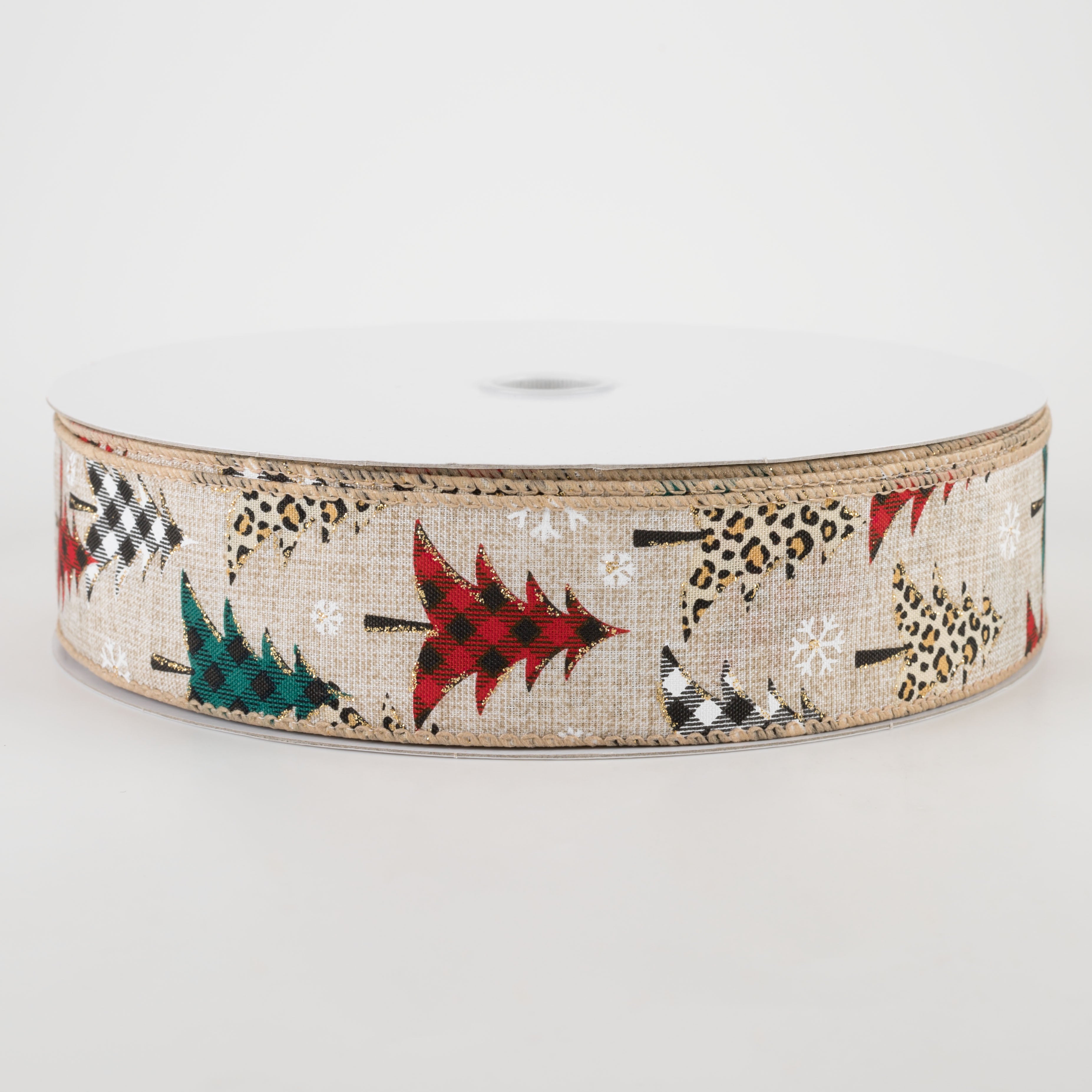 1.5" Patterned Cheetah Buffalo Plaid Tree Ribbon (50 Yards)
