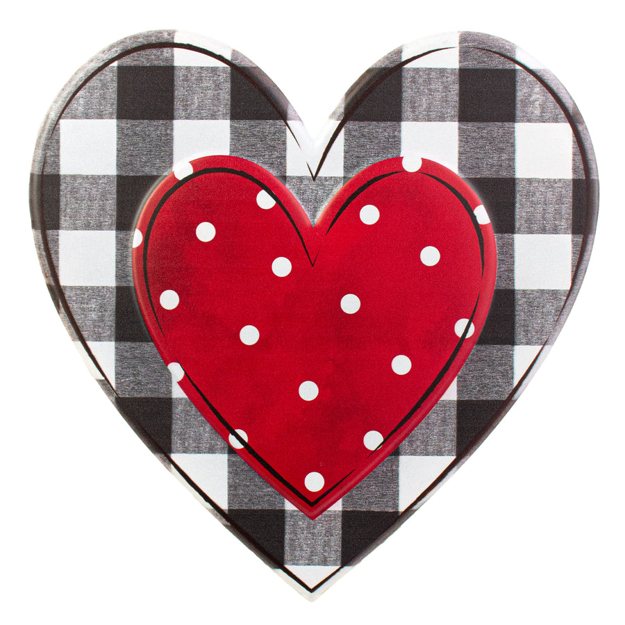 12" Metal Embossed Hanger: Check & Polka Dot Heart