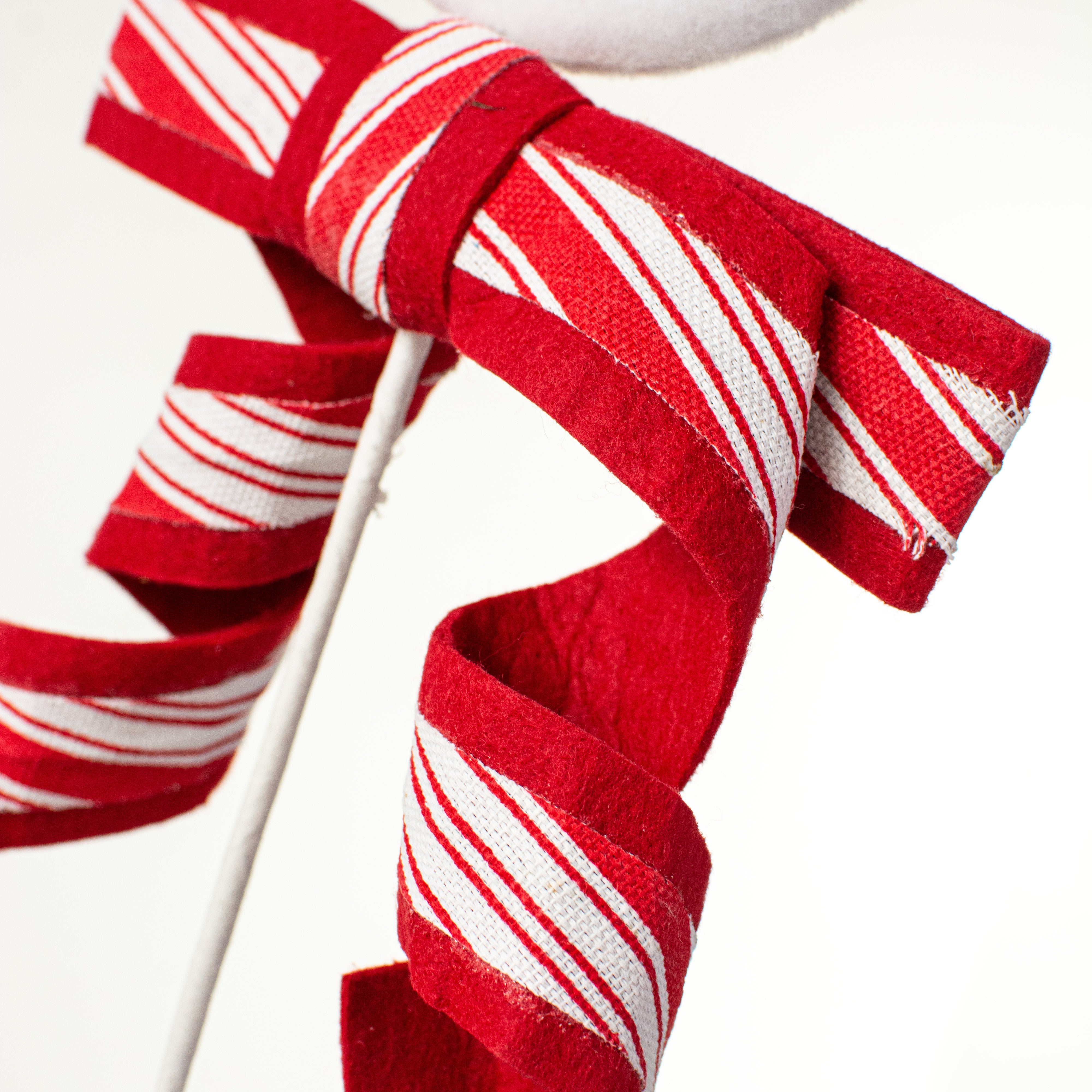 25" Peppermint Snowman With Hat & Bow Spray
