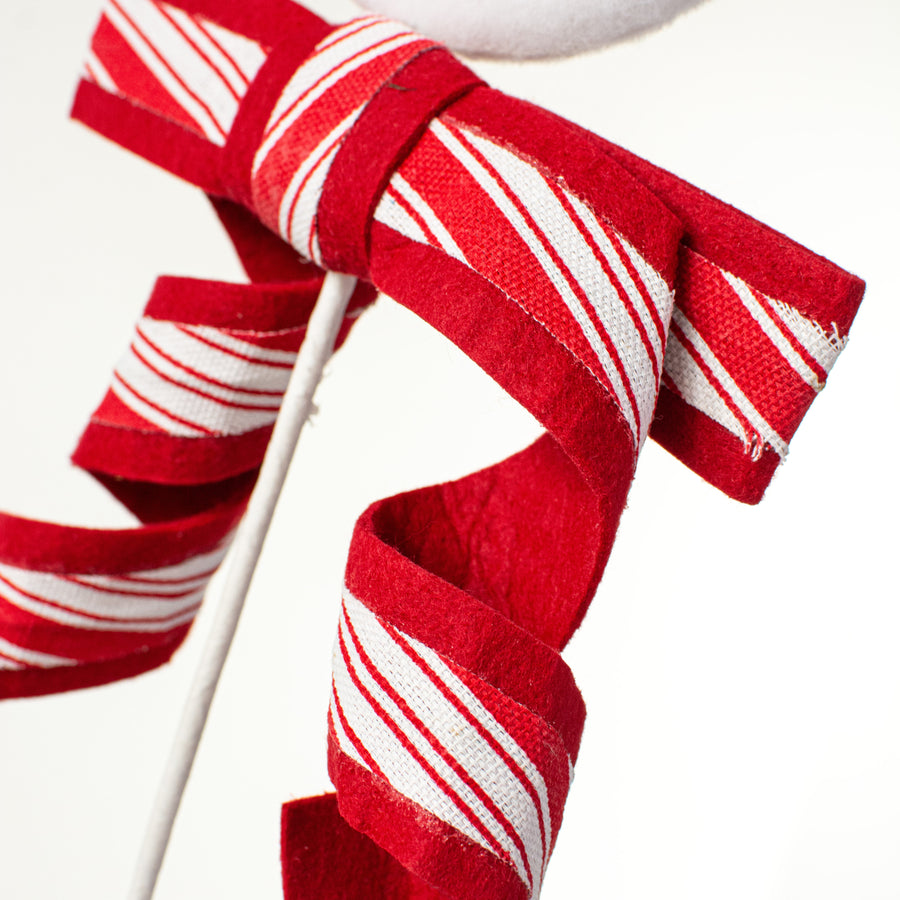 25" Peppermint Snowman With Hat & Bow Spray