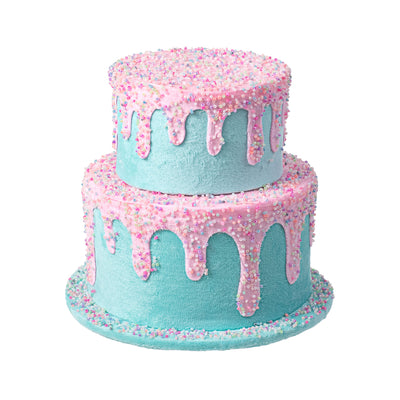 9" Two Tier Cake Decoration: Pink & Blue
