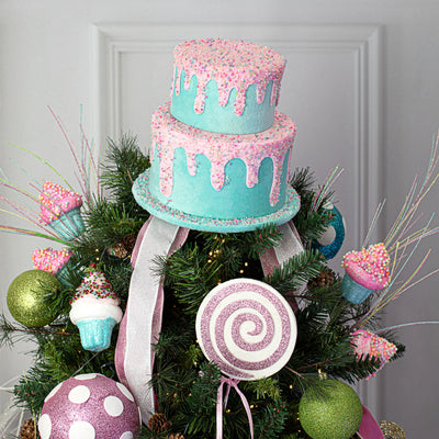 9" Two Tier Cake Decoration: Pink & Blue
