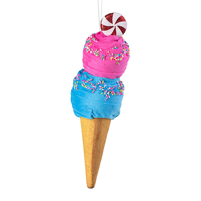 12" Peppermint Ice Cream Ornament: Pink & Blue