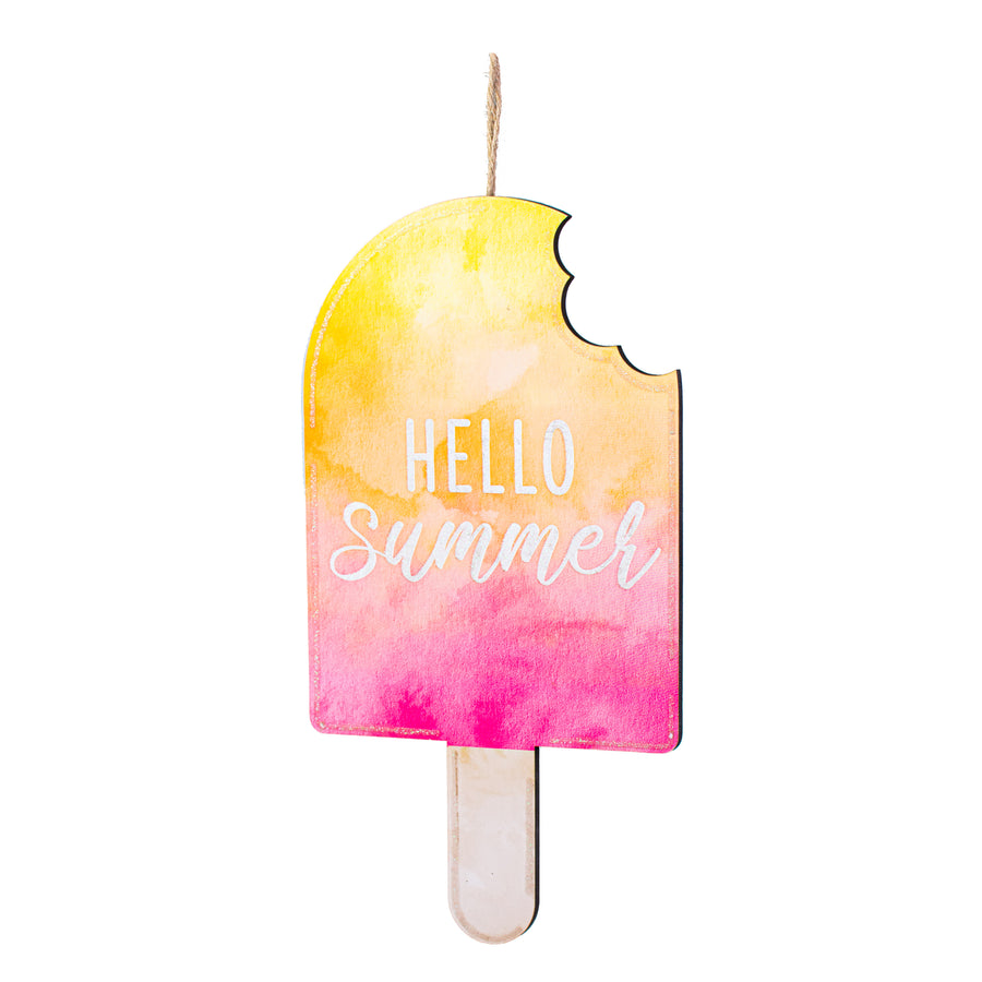 13" Wooden Sign: Hello Summer Popsicle