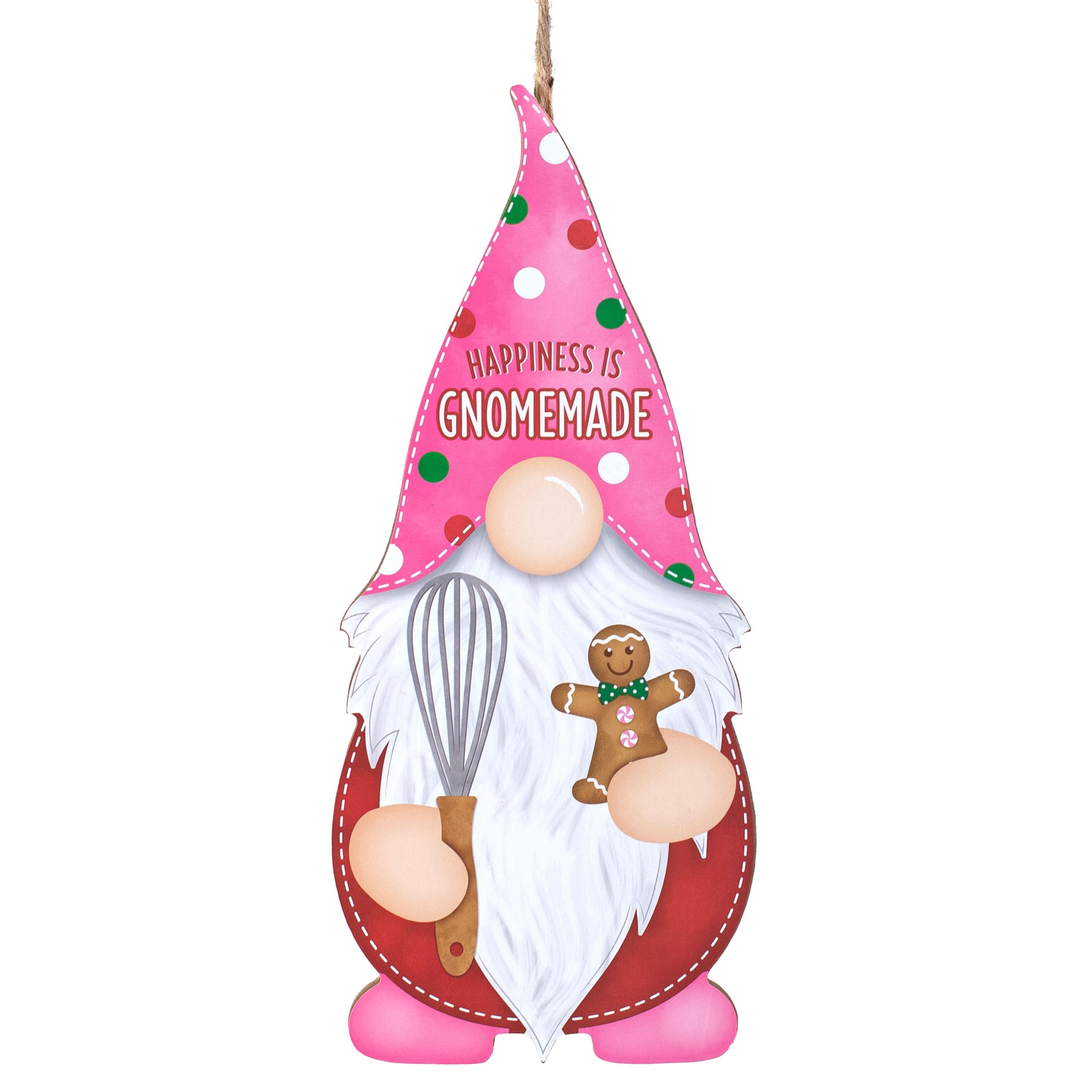 13" Happiness is Gnomemade Gingerbread Gnome Shape Sign