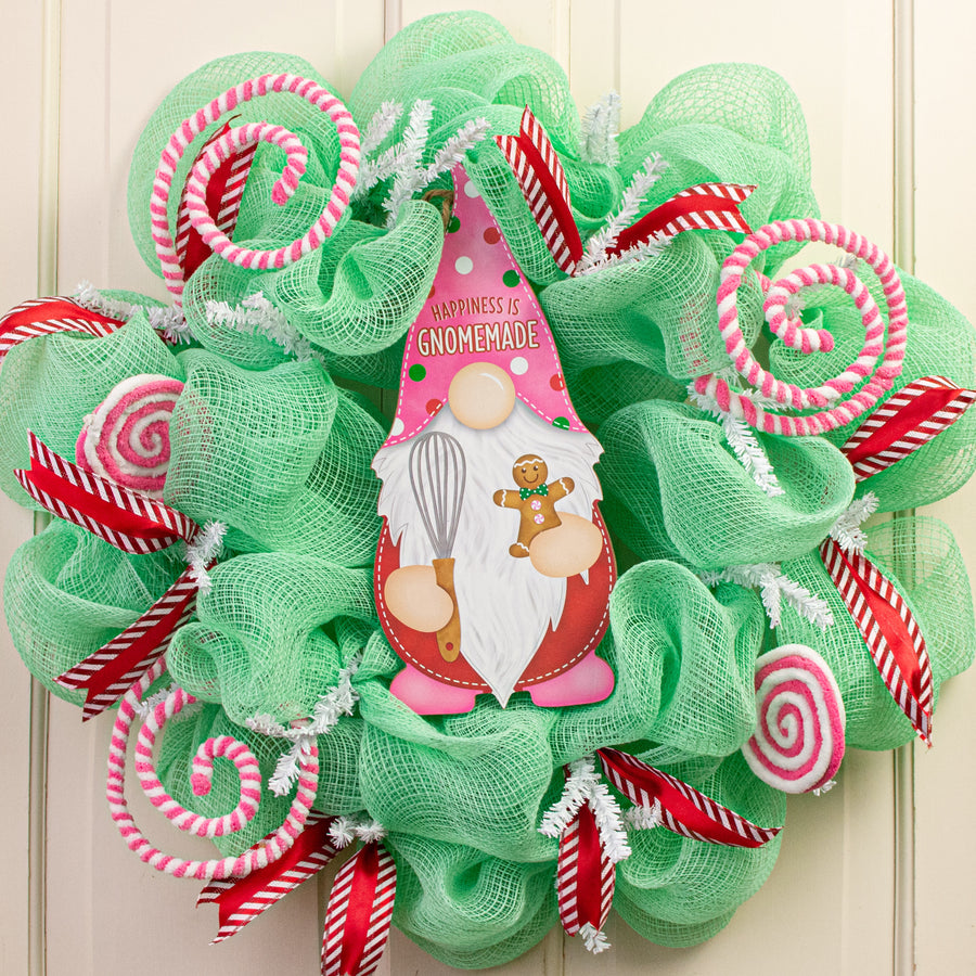 13" Happiness is Gnomemade Gingerbread Gnome Shape Sign