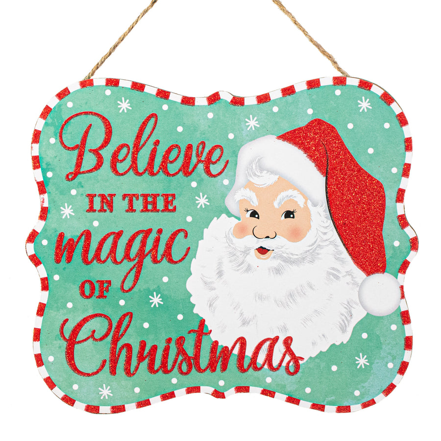 10" Scalloped Wooden Sign: Mint Magic of Santa