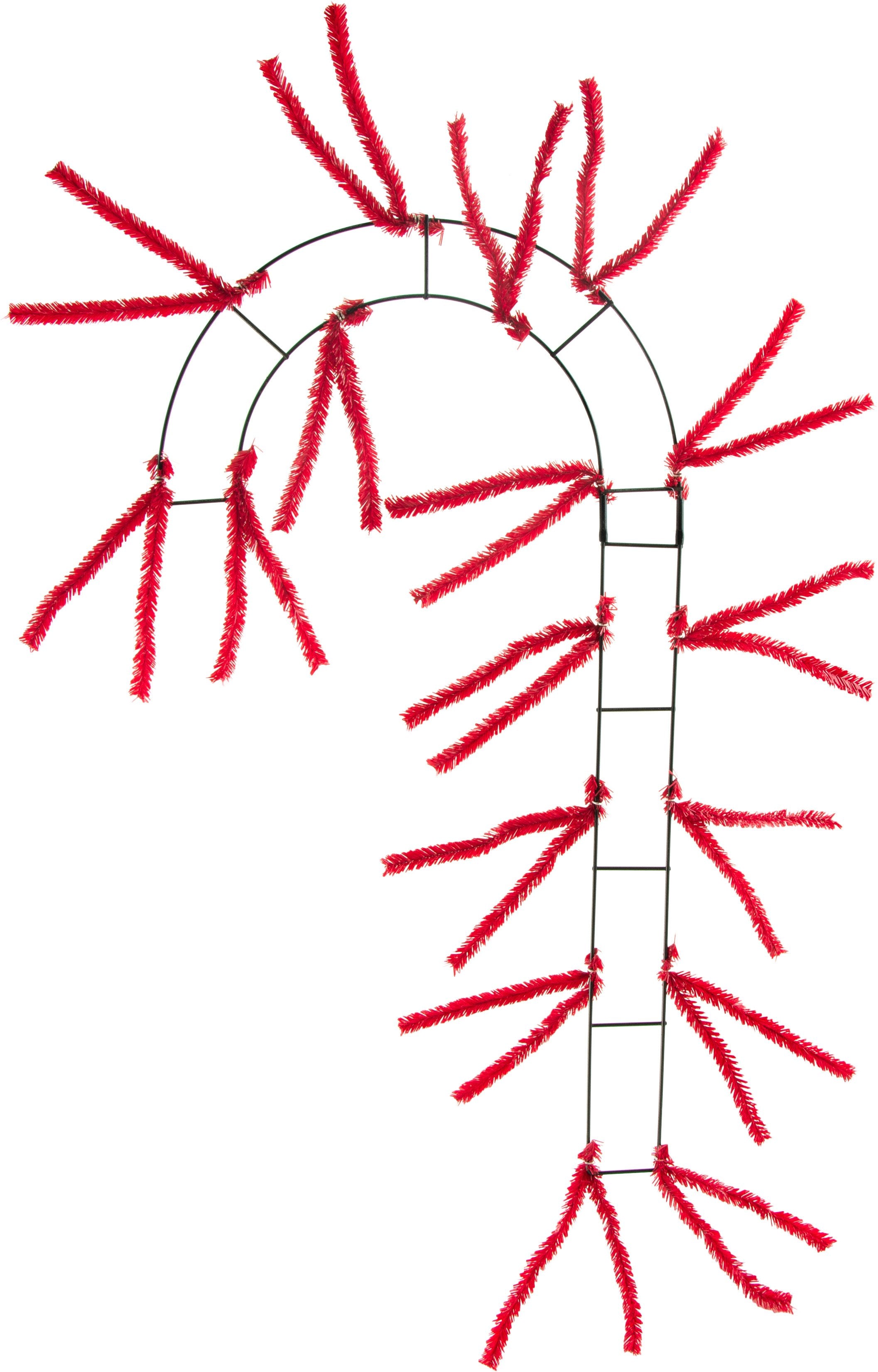 24" Tinsel Work Candy Cane Form: Red