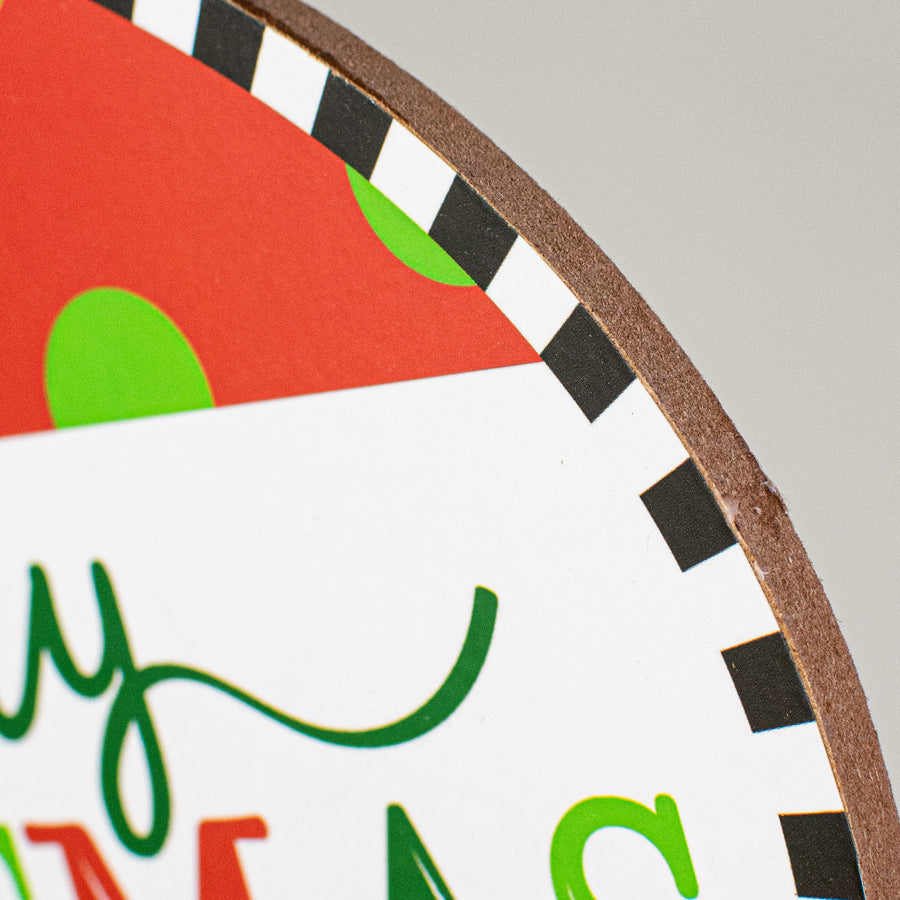 12" Wooden Ornament Sign: Polka Dot & Stripe Christmas