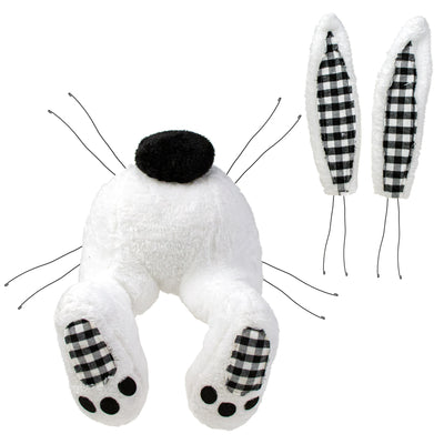 Plush Black Check Bunny Wreath Accent