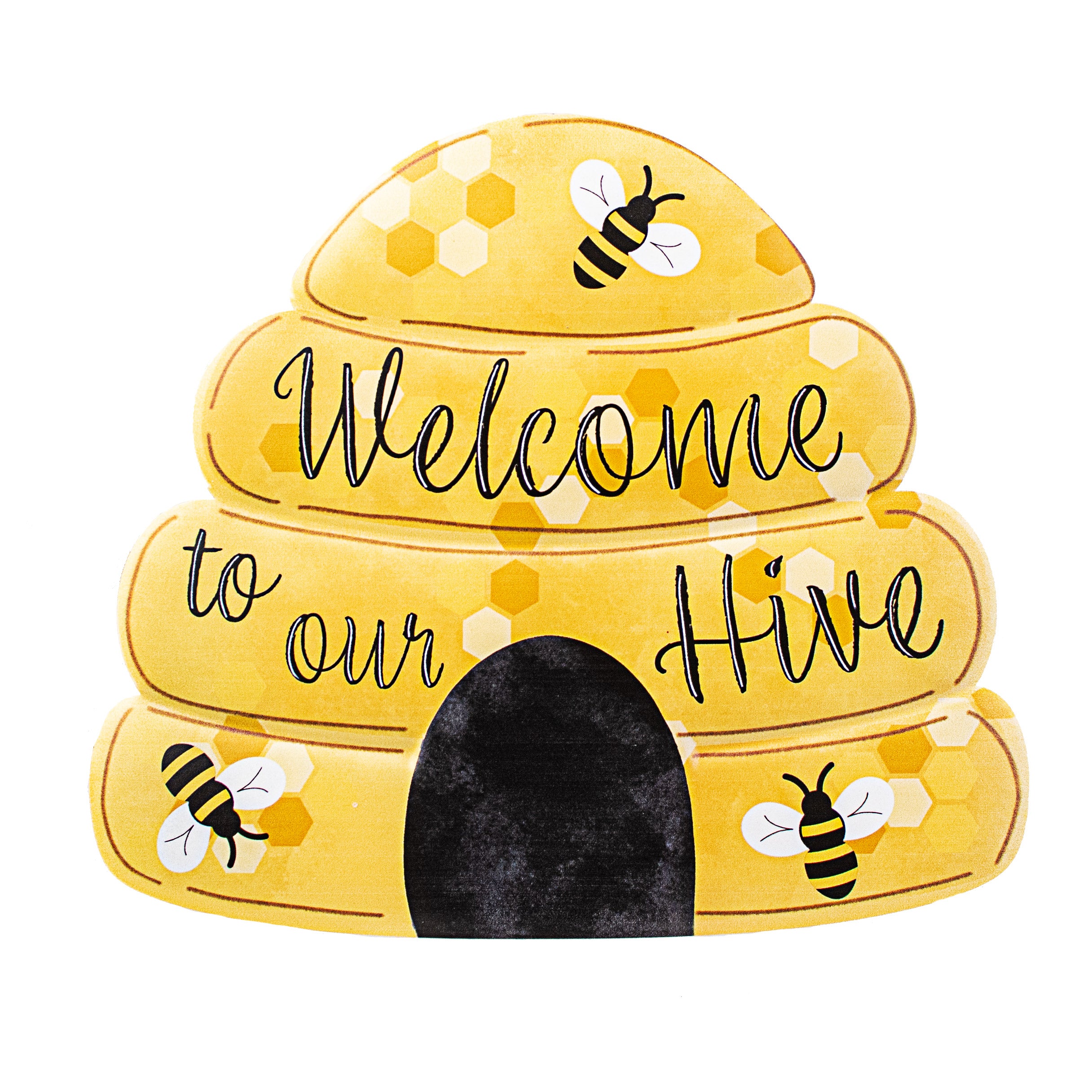12" Metal Embossed Hanger: Welcome To Our Bee Hive