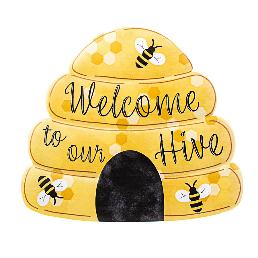 12" Metal Embossed Hanger: Welcome To Our Bee Hive
