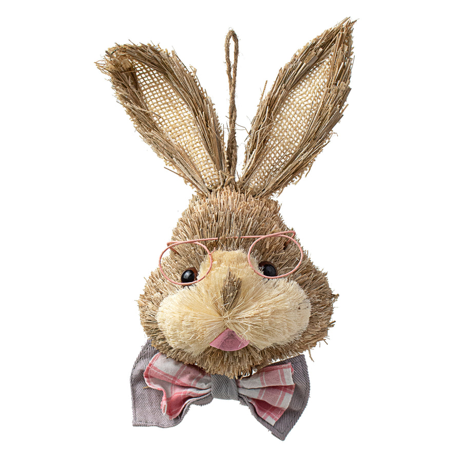 11" Bunny Head With Eye Glasses & Bow Tie: Grey