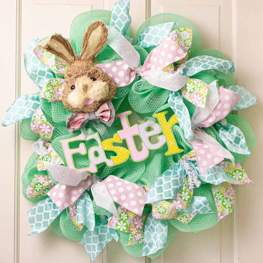 11" Bunny Head With Eye Glasses & Bow Tie: Grey