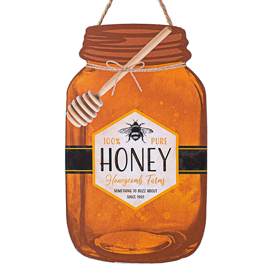 10" Honey Bee Mason Jar Shape Sign