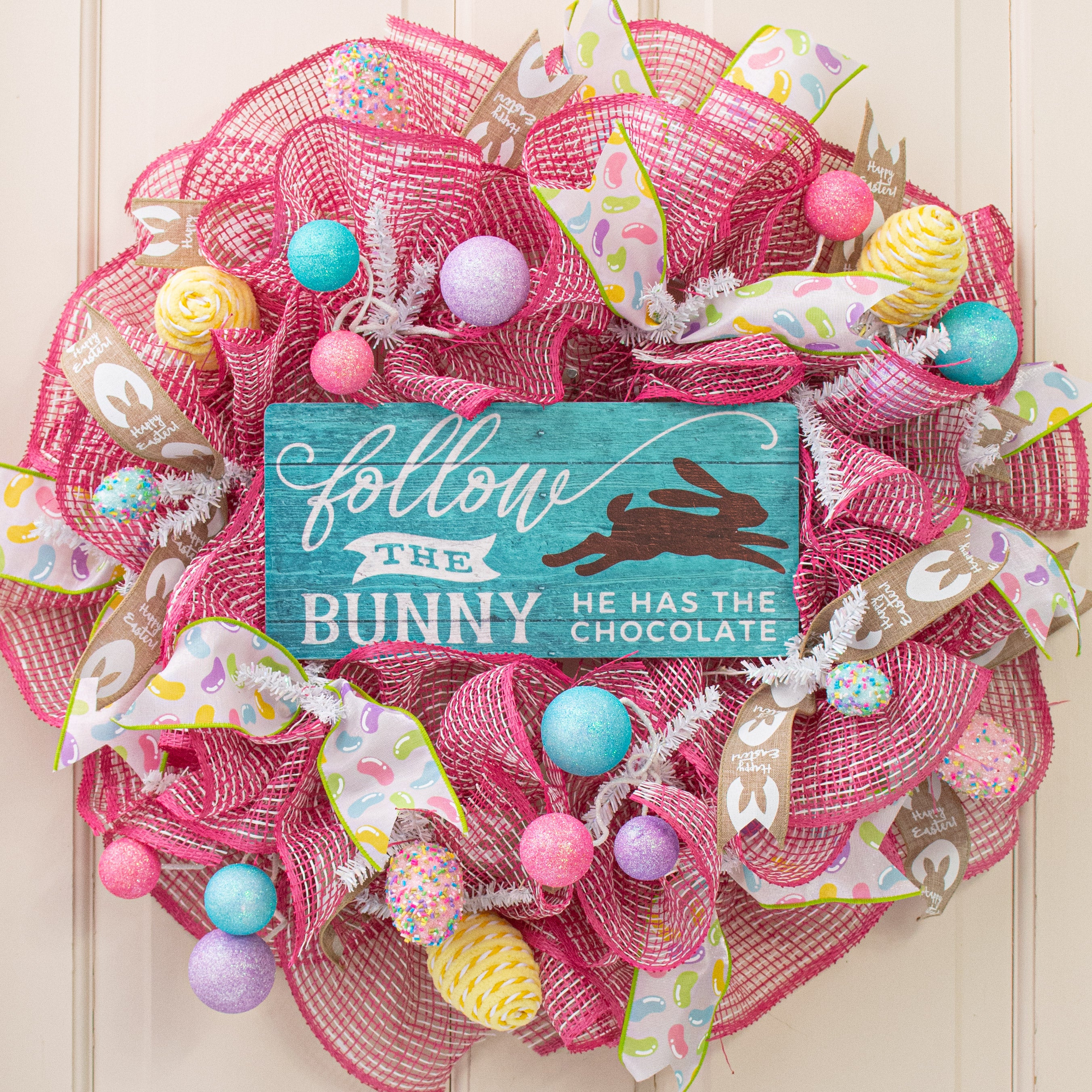 12" Waterproof Sign: Follow the Bunny