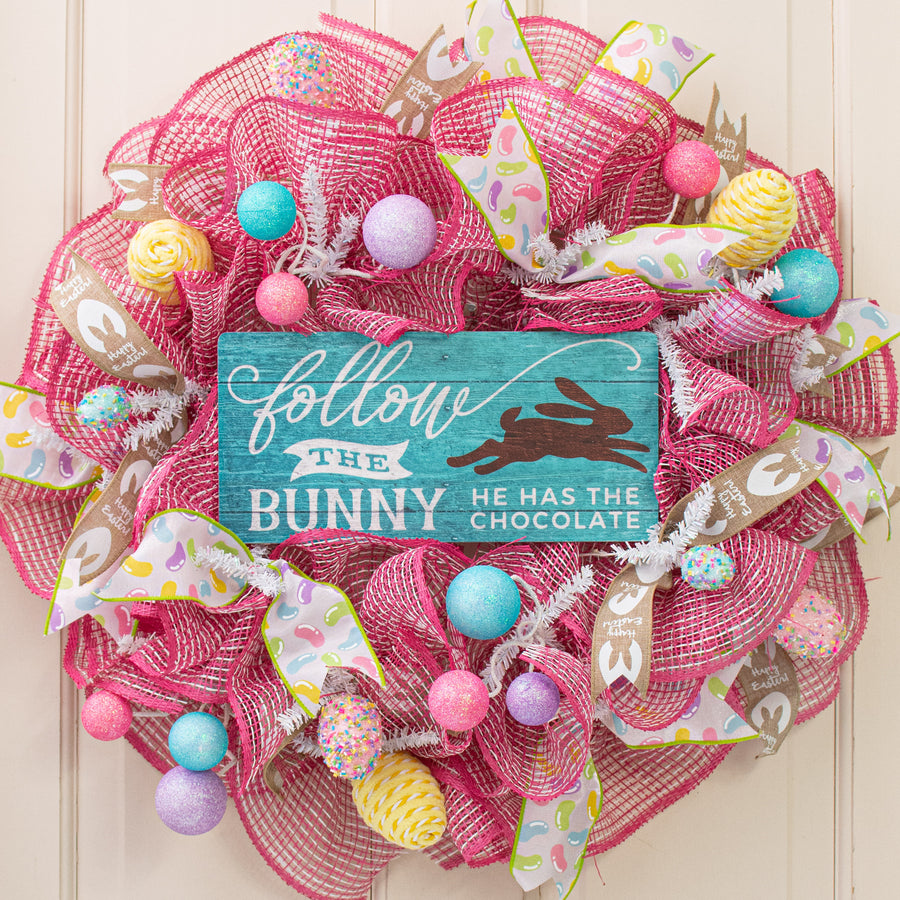 12" Waterproof Sign: Follow the Bunny