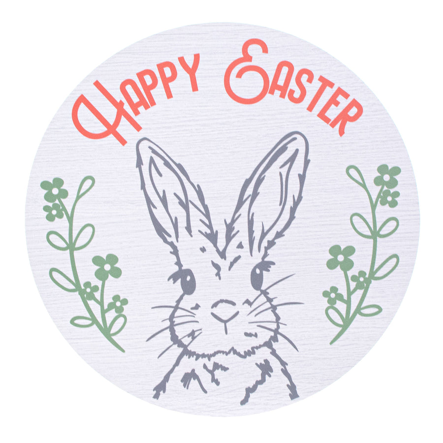 9.4" Round Waterproof Sign: Happy Easter Bunny