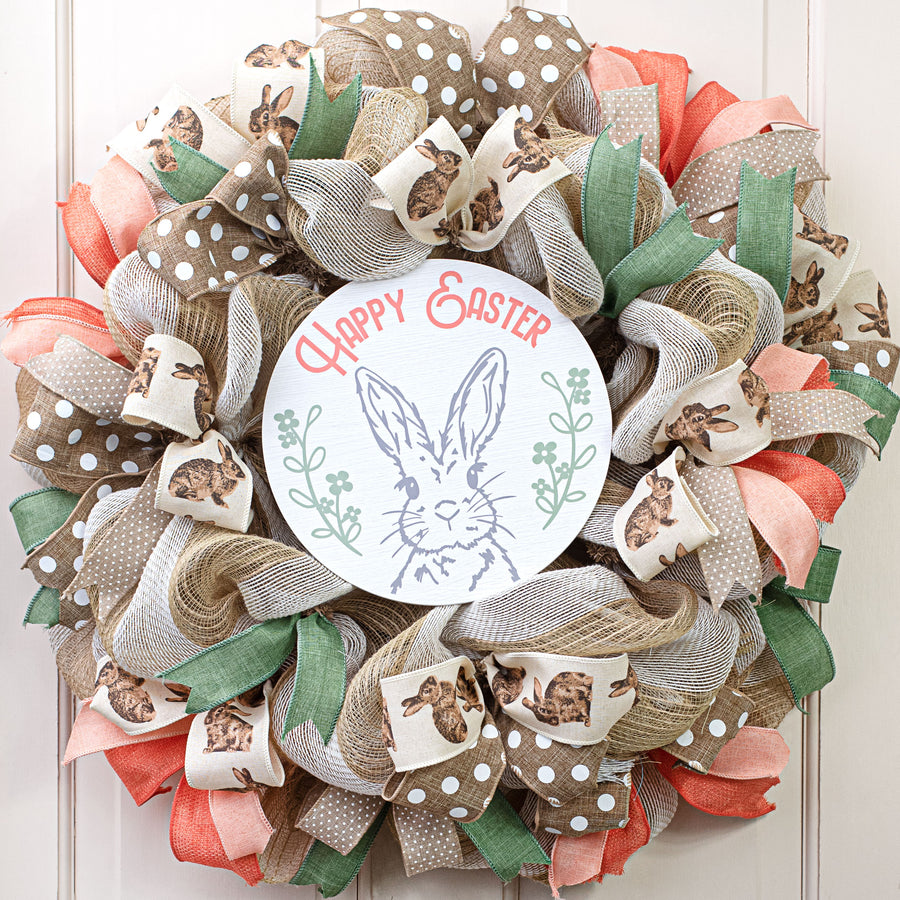 9.4" Round Waterproof Sign: Happy Easter Bunny
