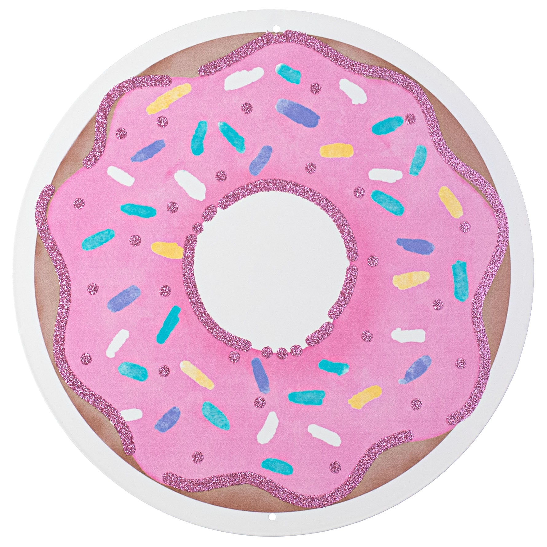 12" Metal Sign: Glitter Pink Donut
