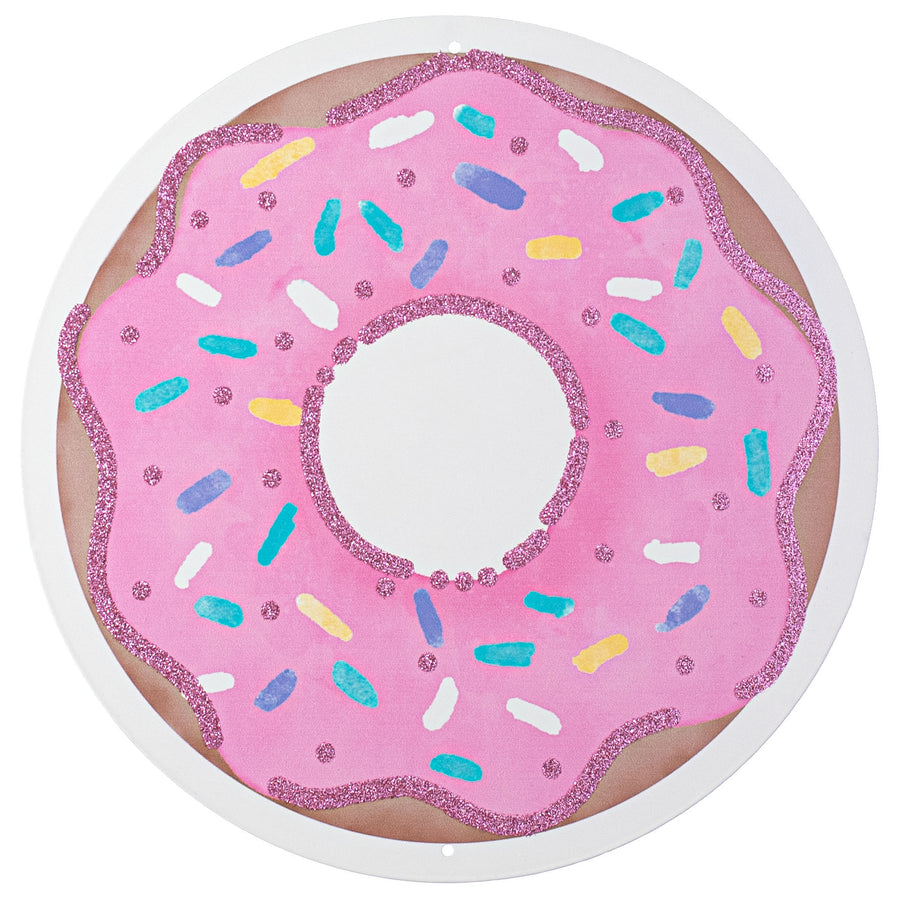 12" Metal Sign: Glitter Pink Donut