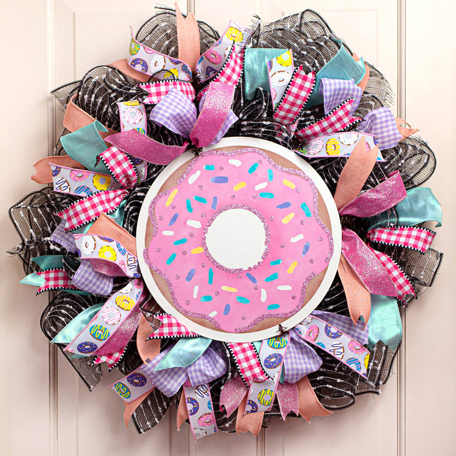 12" Metal Sign: Glitter Pink Donut