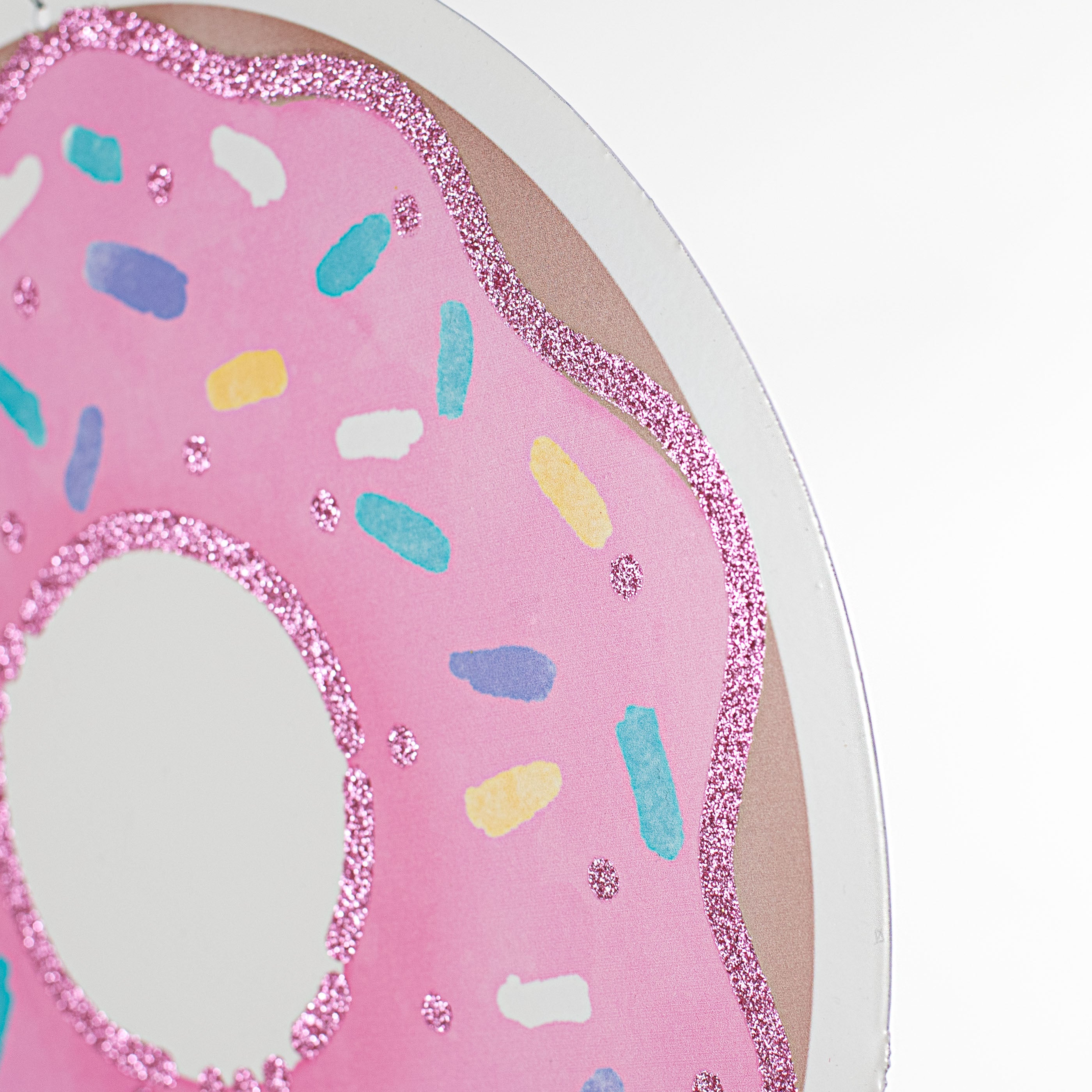 12" Metal Sign: Glitter Pink Donut