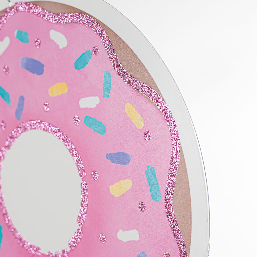 12" Metal Sign: Glitter Pink Donut