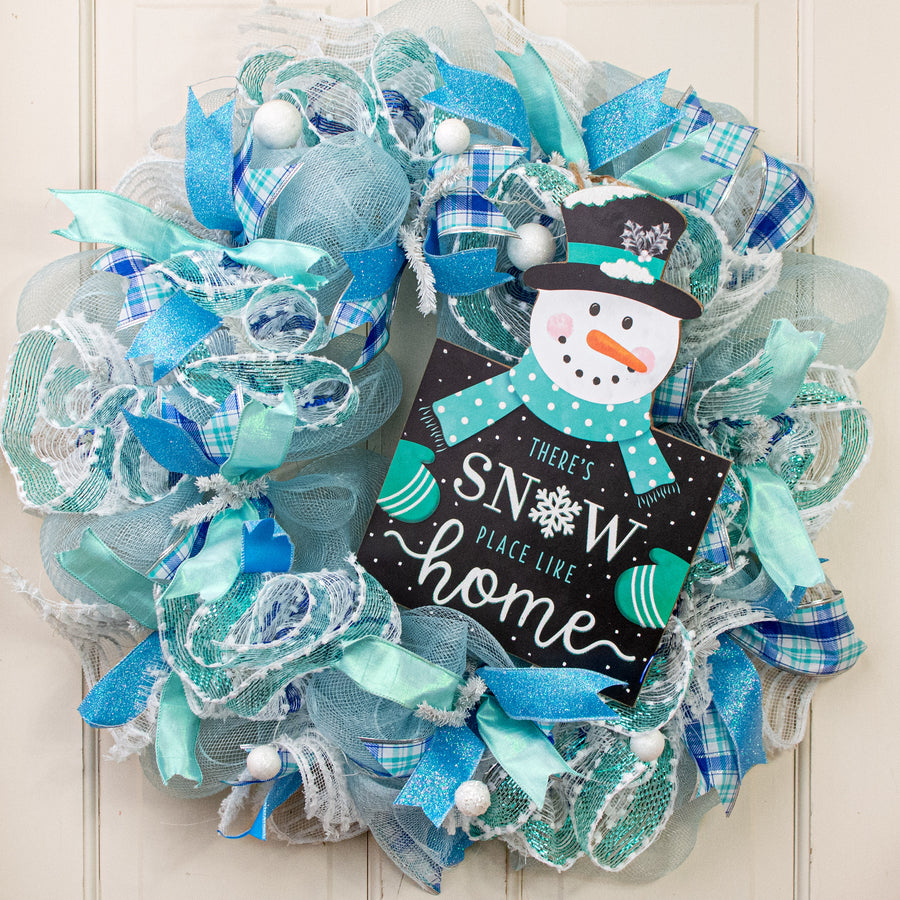 13" Snowman Holding Sign: Snow Place Like Home